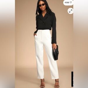 NWT Lulus Build Your Dreams Ivory Straight Leg Trouser Pants- size MED $49